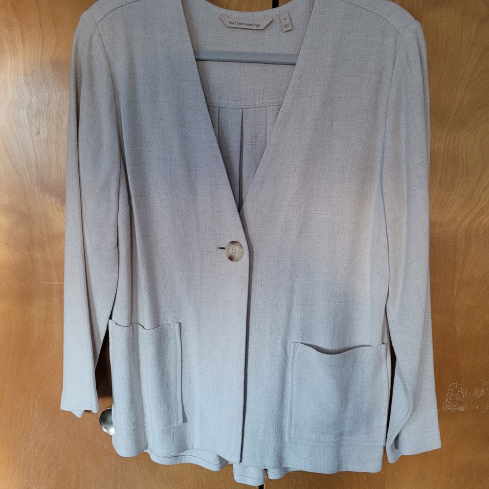 Soft Surroundings Blazer Women's Light Beige Soft Blazer